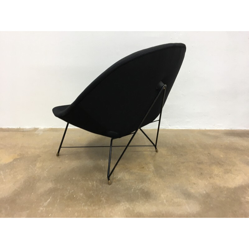 Pair of Black Reupholstered Cosmos Lounge Chairs by Augusto Bozzi for Saporiti - 1950s