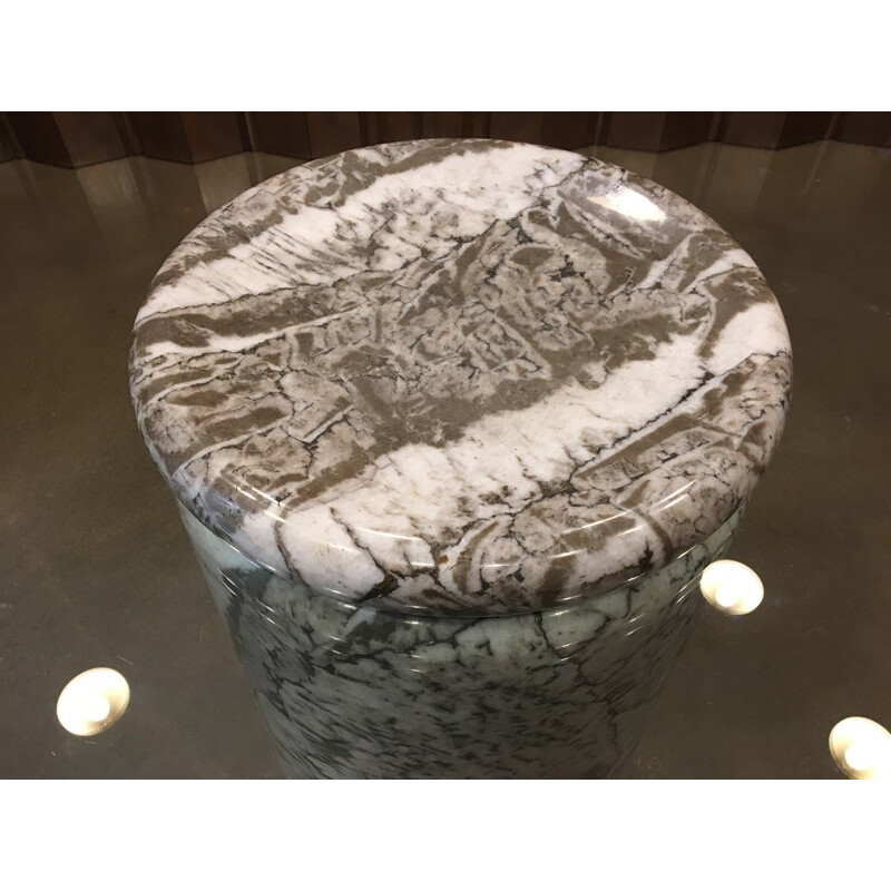 Large Italian Marble Table with Glass Top - 1970s