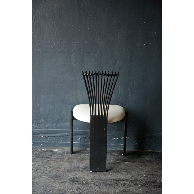 Ensemble de 6 chaises scandinaves "Totem" en bois et tissu blanc, Torstein NILSEN - années 80