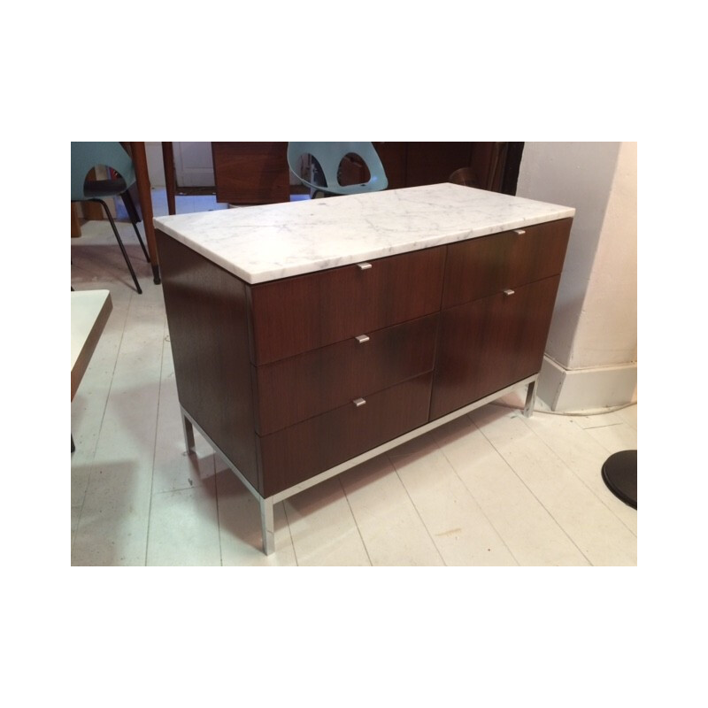 Chest of drawers in rosewood, marble and  chrome, Florence KNOLL - 1970s