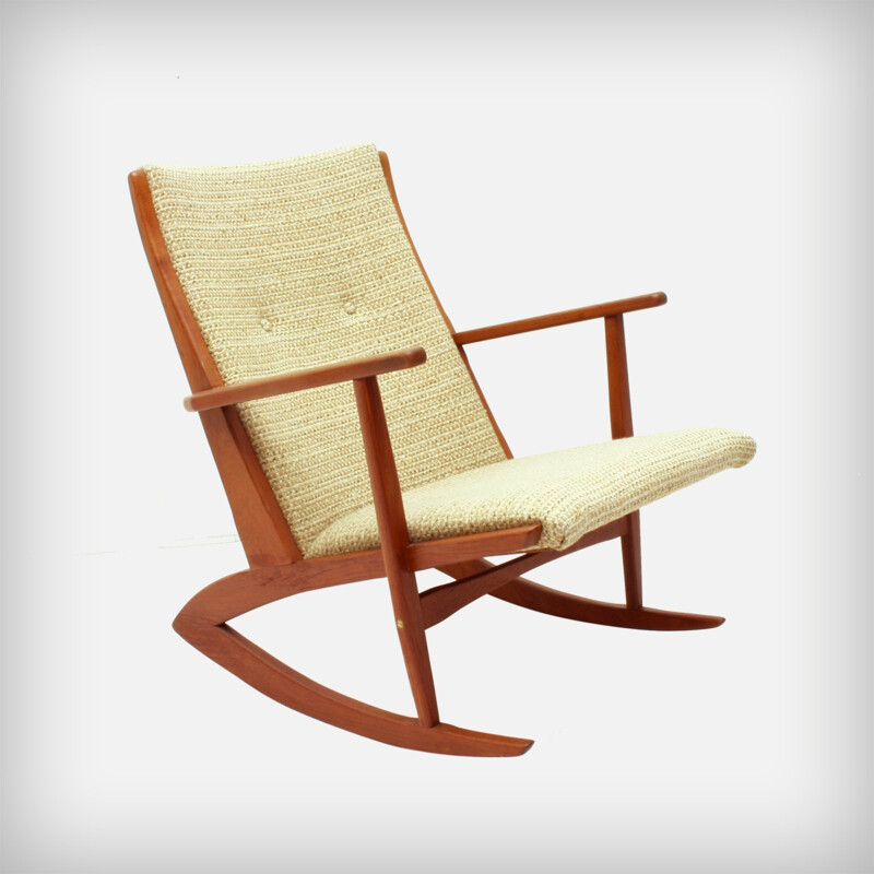 Danish Solid Teak Model 97 Rocking Chair by Søren Georg Jensen for Tønder Møbelværk - 1950s