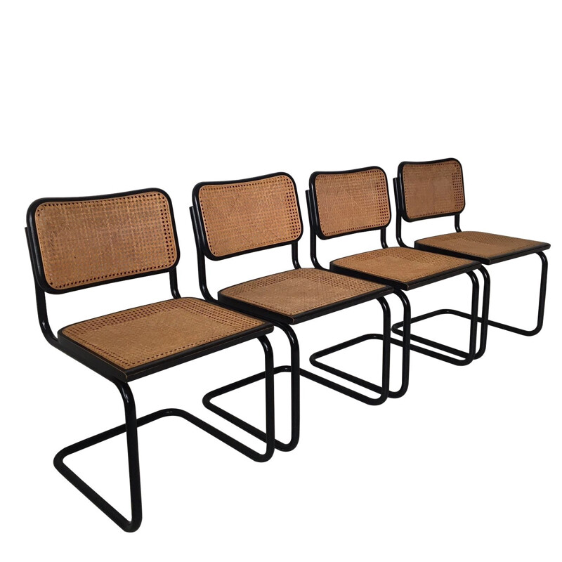 Set of four black italian dining chairs attributed to Marcel Breuer for Cidue - 1970s.