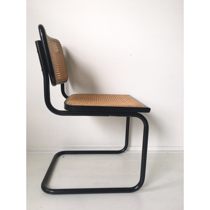 Set of four black italian dining chairs attributed to Marcel Breuer for Cidue - 1970s.