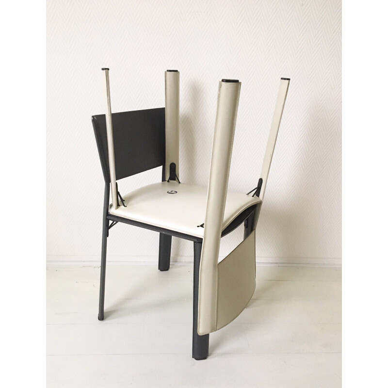 Set of four leather dining chairs model S91 by Giancarlo Vegni for Fasem - 1990s
