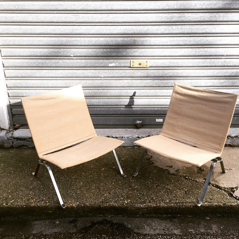 Pair of PK22 armchairs Poul Kjaerholm for Kold Christensen - 1960s