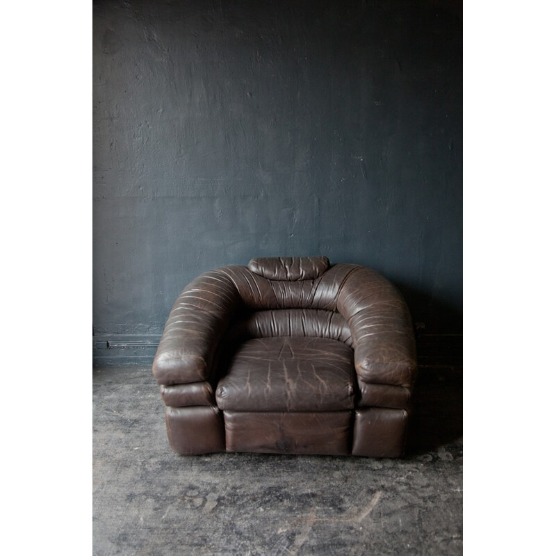 Armchair and pouffe in leather, Zanotta DE PAS, D'URBINO e LOMAZZI - 1960s