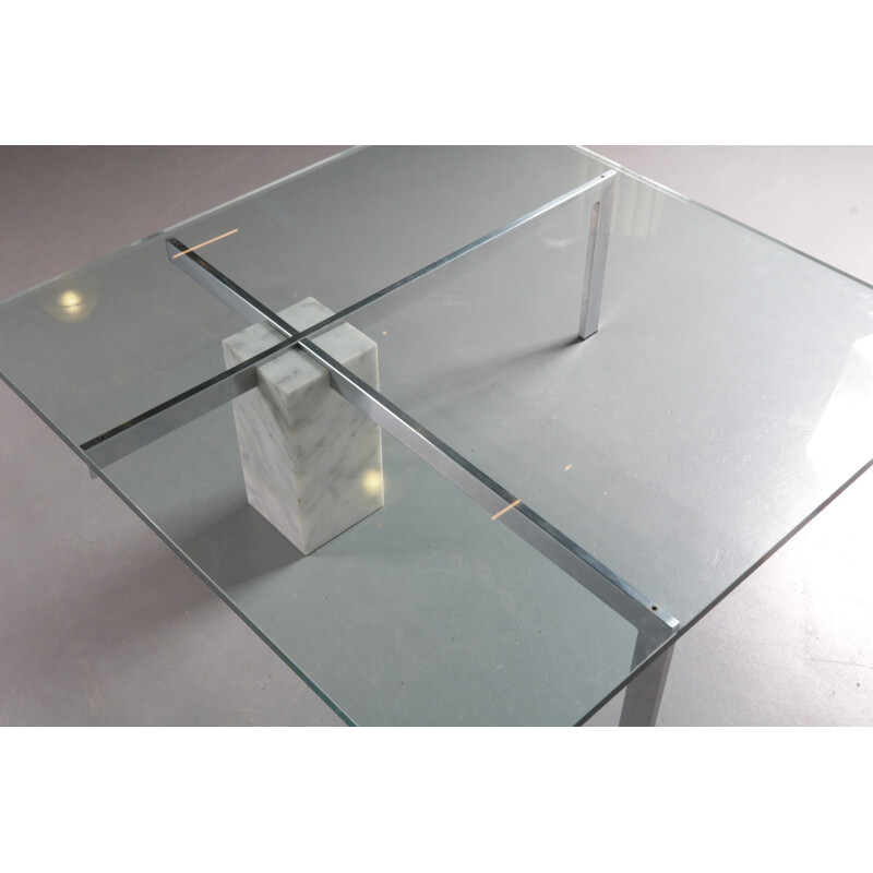 Coffee table in glass with marble base by Hank Kwint - 1980s