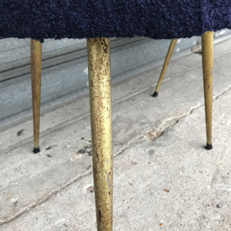 Pair of navy blue vintage stools - 1950s