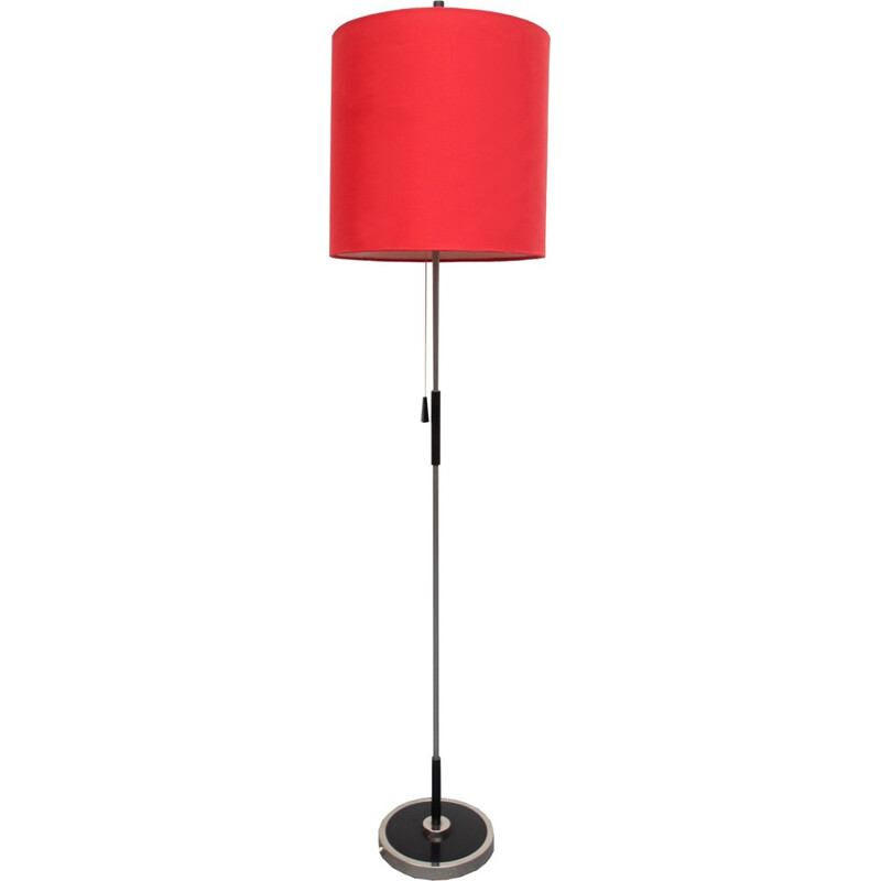 Red floorlamp in chromed metal - 1960s