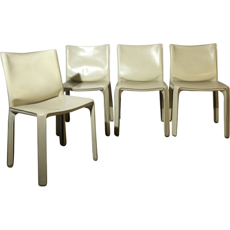 4 chaises de Mario Bellini Cab 412 blanc pour Cassina - 1970
