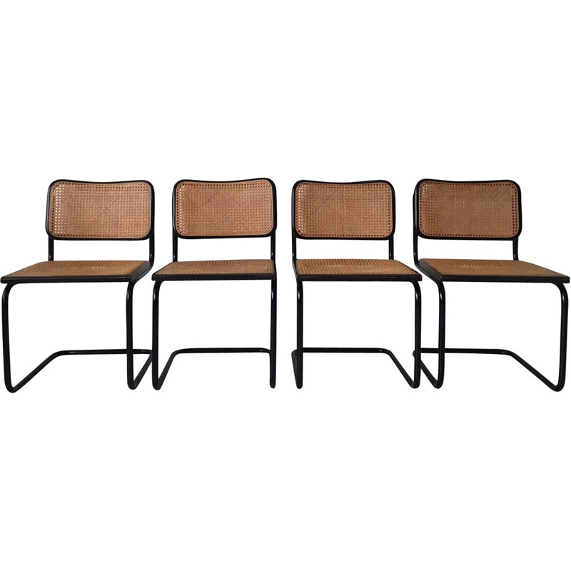 Set of four black italian dining chairs attributed to Marcel Breuer for Cidue - 1970s.
