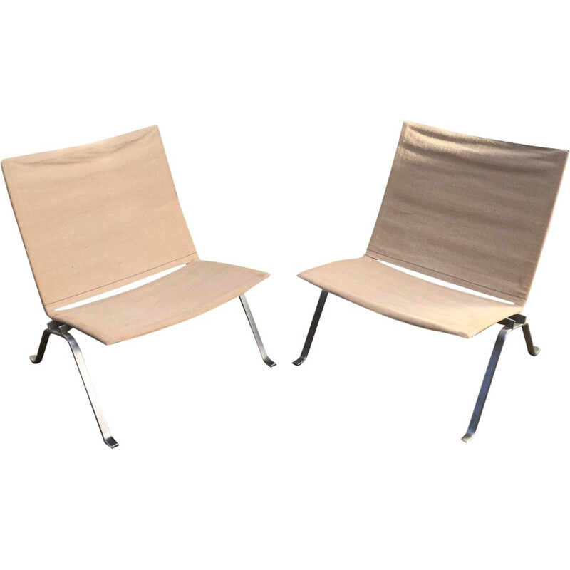 Pair of PK22 armchairs Poul Kjaerholm for Kold Christensen - 1960s