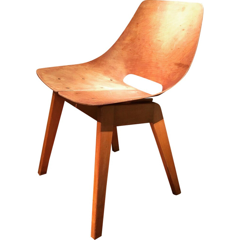 "Tonneau" chair in wood by Pierre Guariche - 1960s