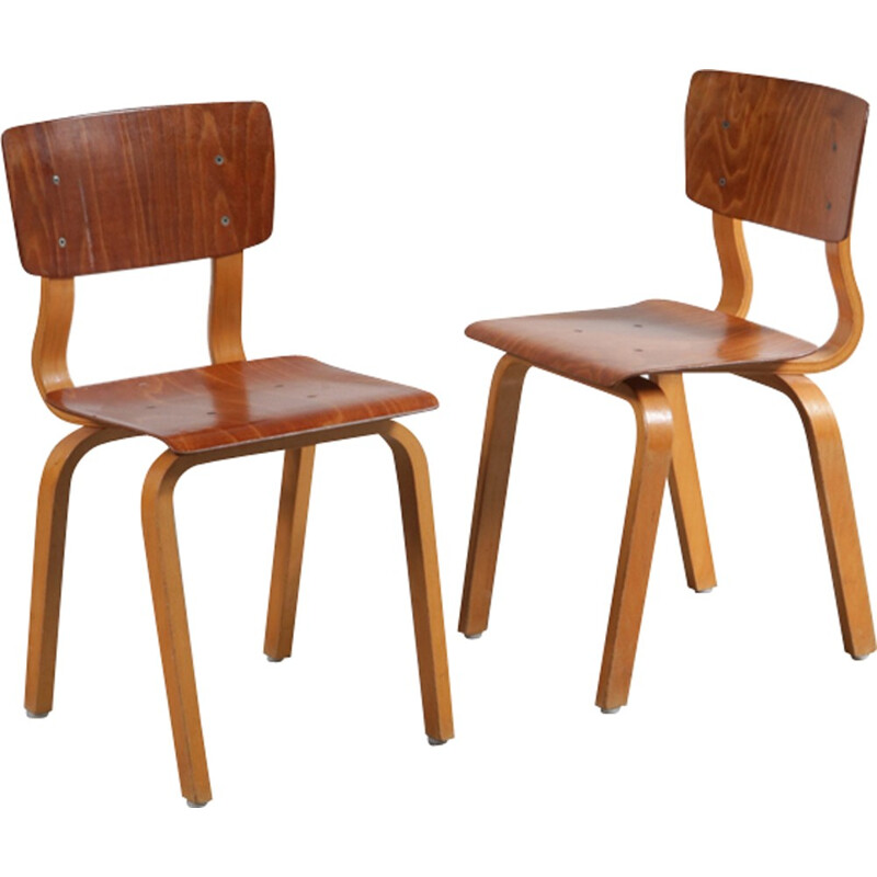 Pair of plywood children chairs - 1950s