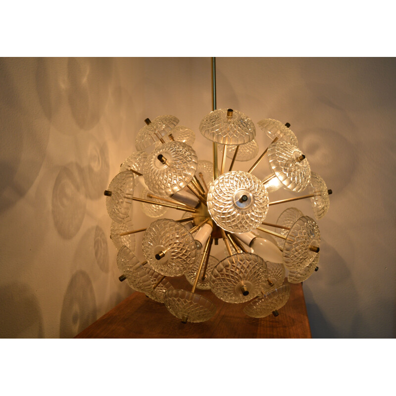 Mid century big pendant Chandelier by Dandelion Sputnik Kamenický Senov - 1970s