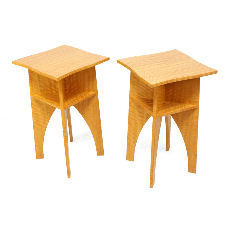 Pair of Satin Wood Side Tables - 1960s