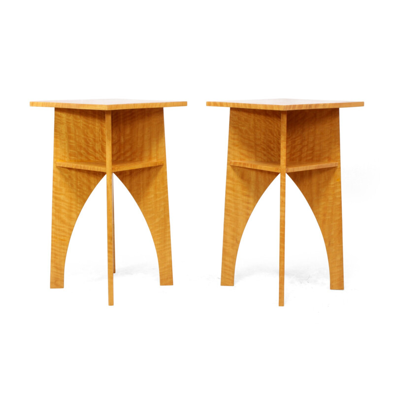 Pair of Satin Wood Side Tables - 1960s