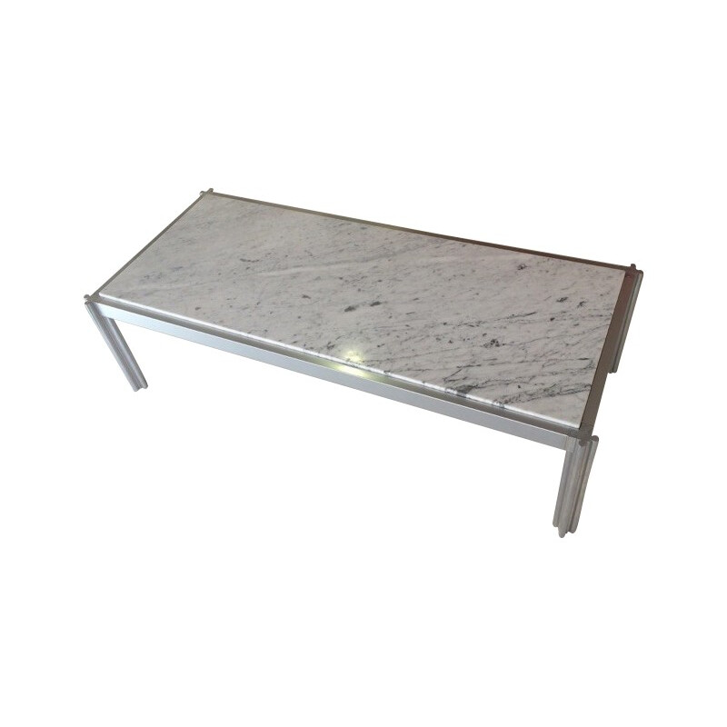 Coffee table in marble and aluminium, Georges CIANCIMINO - 1970s