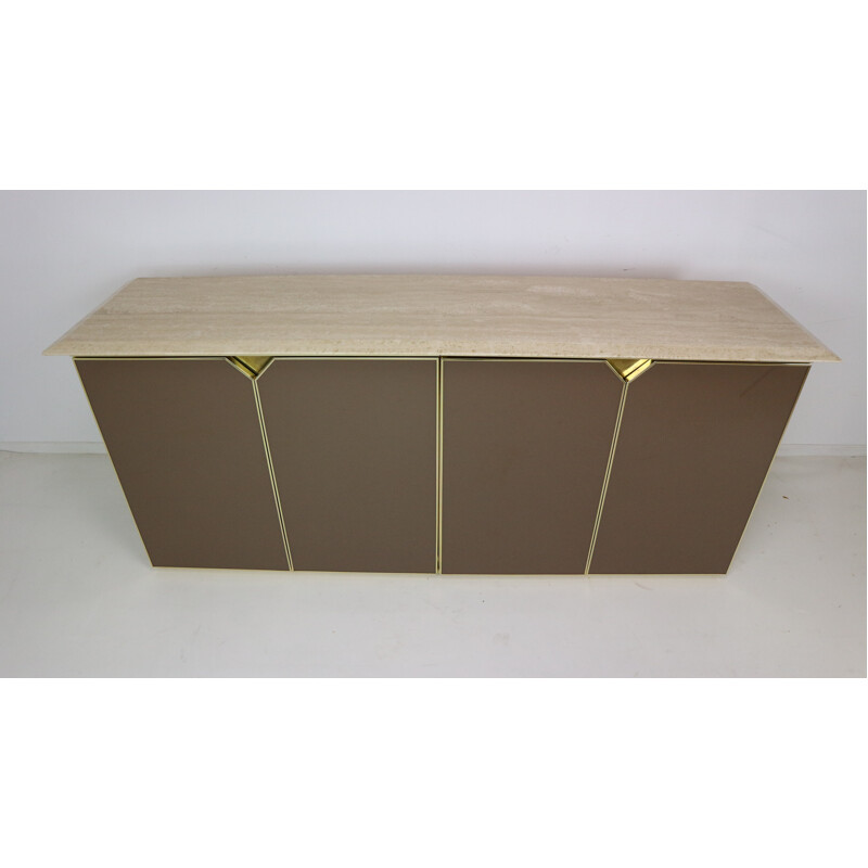 Vintage sideboard with travertine topf for Belgochrom - 1970s