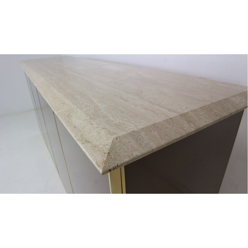 Vintage sideboard with travertine topf for Belgochrom - 1970s
