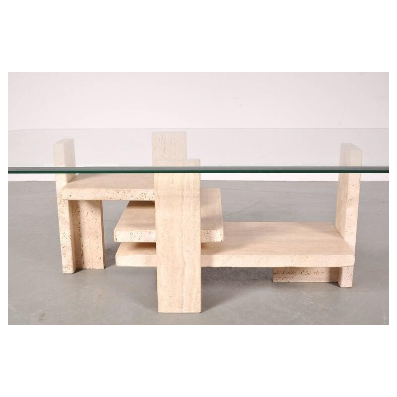 Vintage sculptural coffee table by Willy Ballez, Belgium 1980