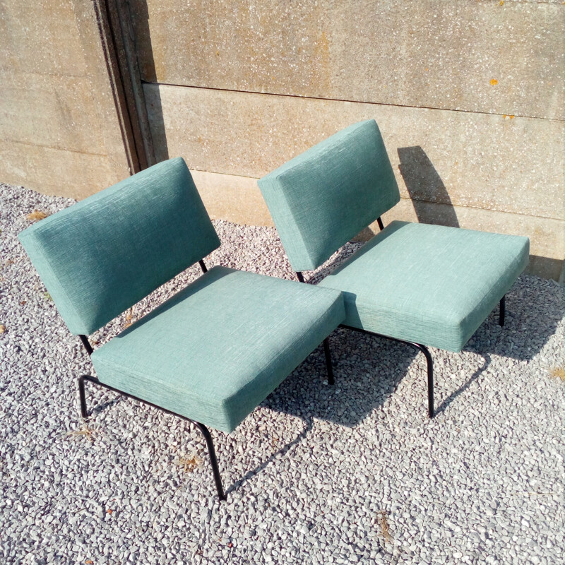 Pair of low chairs by Pierre Guariche for Meurop - 1960s