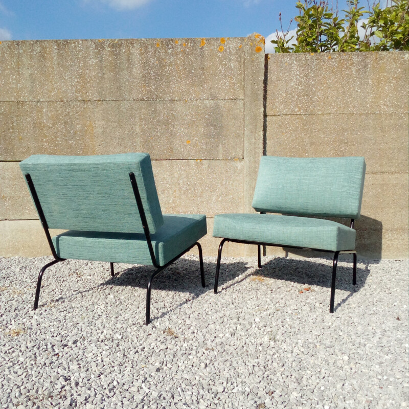 Pair of low chairs by Pierre Guariche for Meurop - 1960s