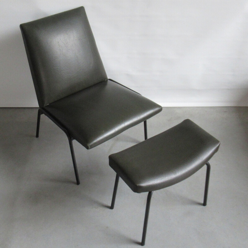 Robert low chair and Taureau Ottoman by Pierre Guariche for Meurop - 1960s