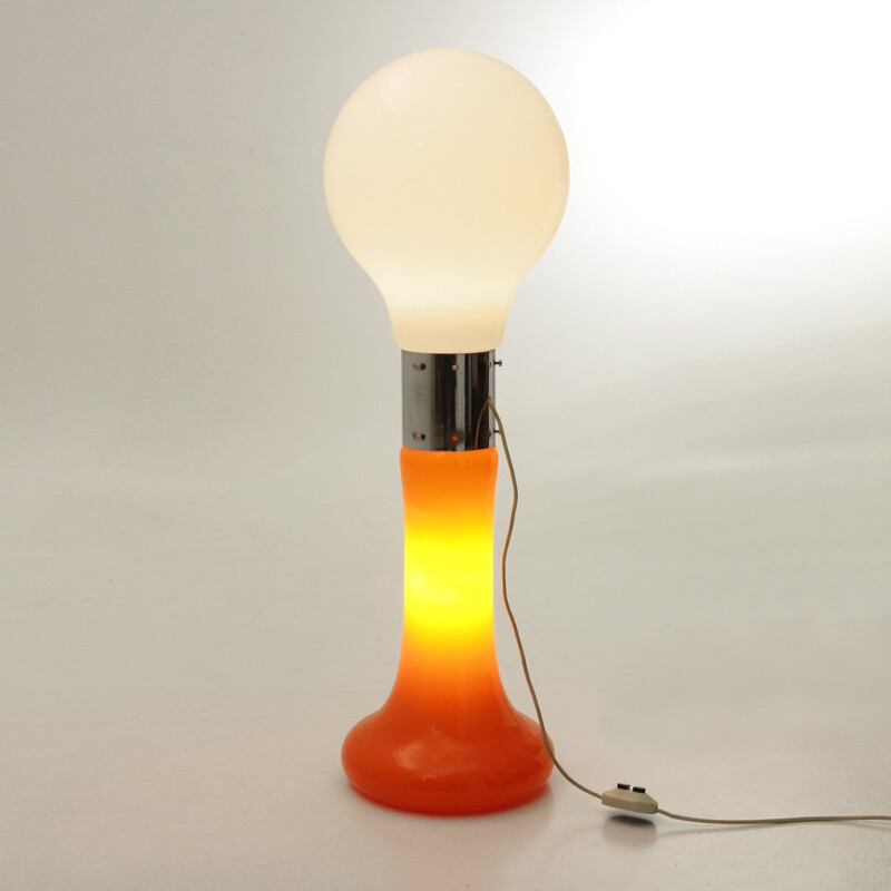 Birillo floor lamp in white and orange murano glass - 1970s