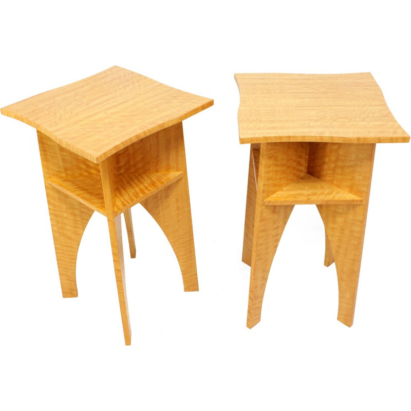 Pair of Satin Wood Side Tables - 1960s