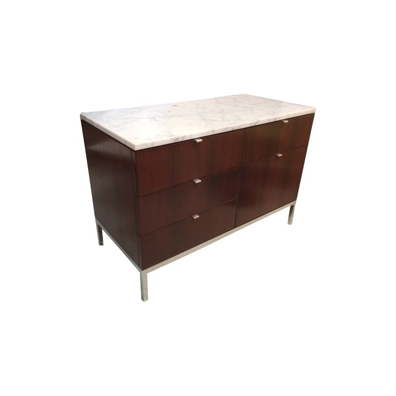 Chest of drawers in rosewood, marble and  chrome, Florence KNOLL - 1970s