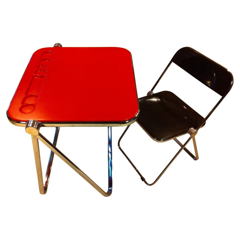 Desk and chair Plia in fiber glass and metal, Giancarlo PIRETTI - 1970s