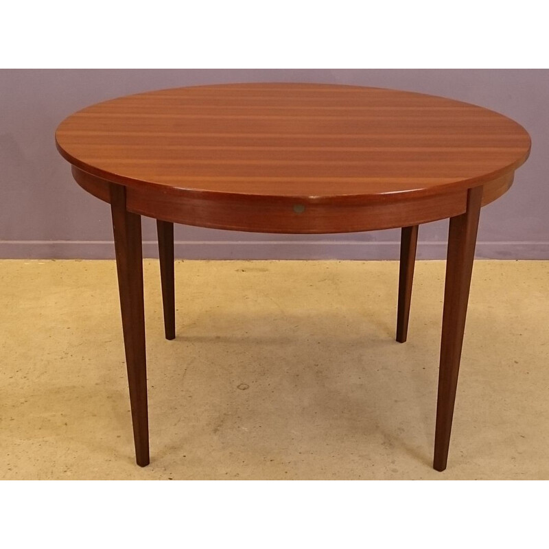 Table à repas ronde scandinave avec allonge - 1950