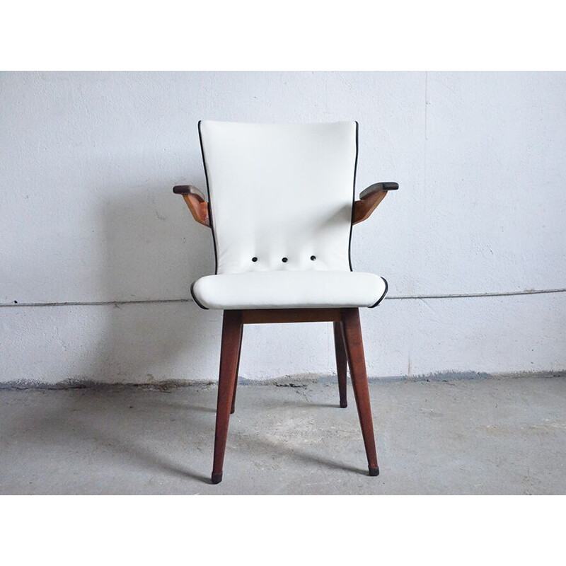 Suite de 4 chaises blanches vintages hollandaises - 1950