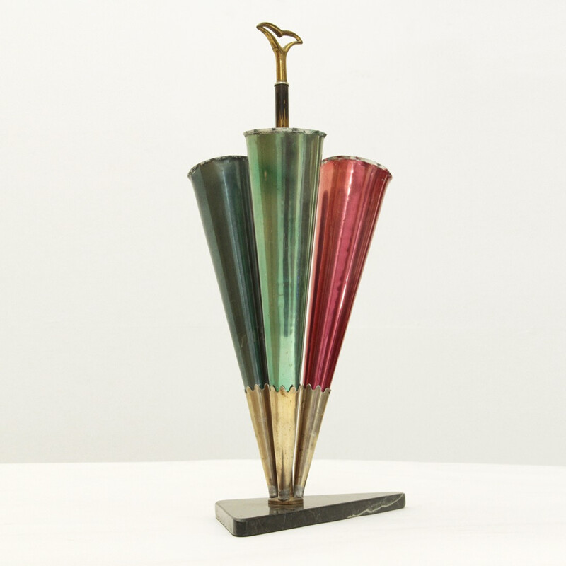 Italian brass and marble umbrella stand - 1950s