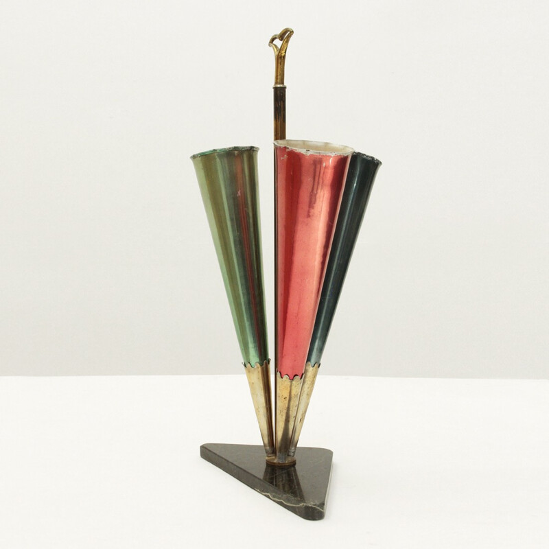 Italian brass and marble umbrella stand - 1950s