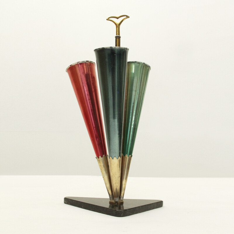 Italian brass and marble umbrella stand - 1950s