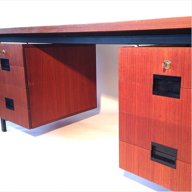 Japanese desk in wood and lacquered metal, Cees BRAAKMAN - 1960s 