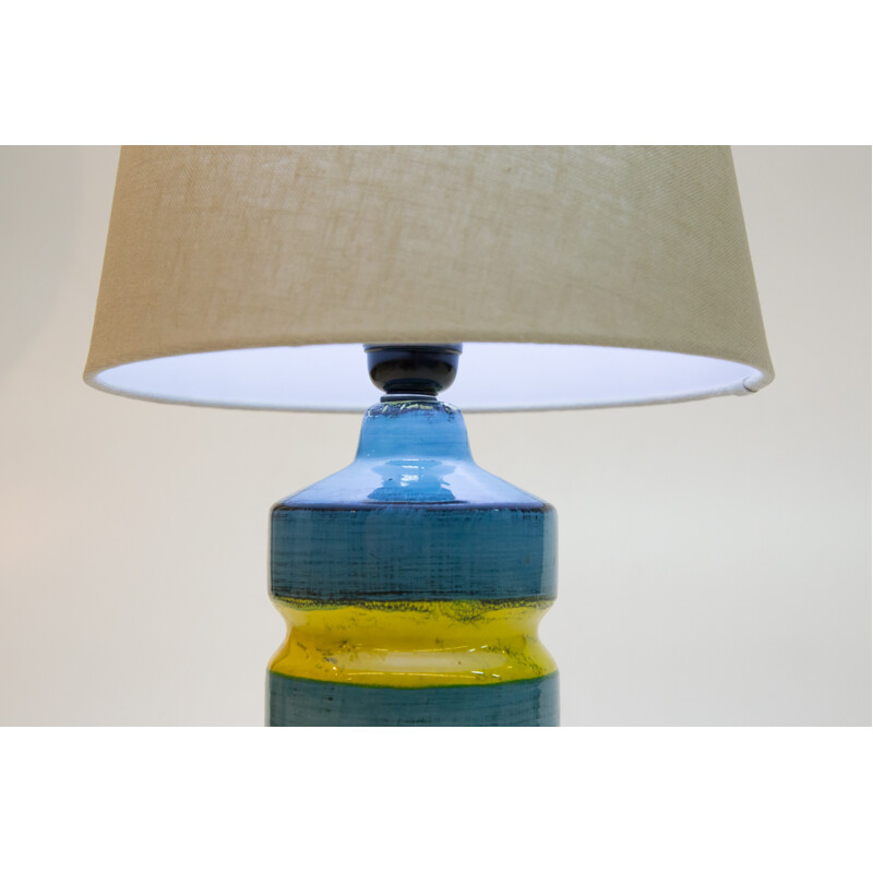 Blue-Yellow Ceramic Table Lamp - 1970s