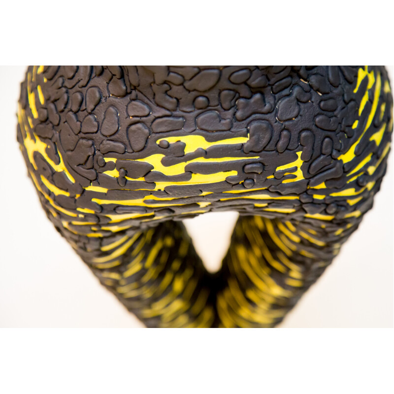 Large yellow & black vase by Kiraly - 1970s