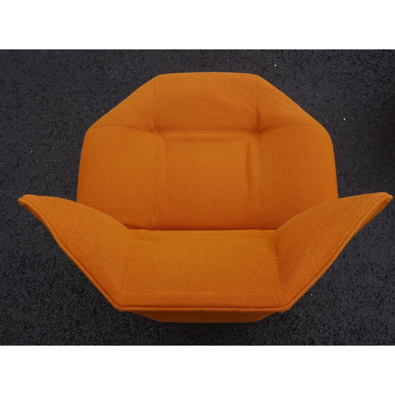 Set of 3 orange armchairs by Bernard Govin for Mobilier international - 1970s