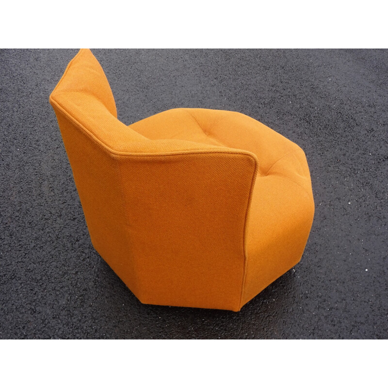 Set of 3 orange armchairs by Bernard Govin for Mobilier international - 1970s