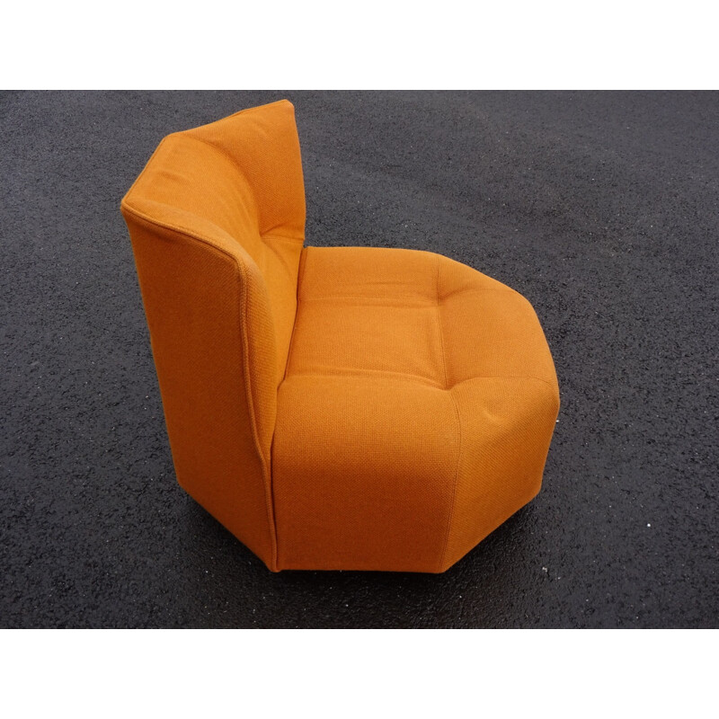 Set of 3 orange armchairs by Bernard Govin for Mobilier international - 1970s