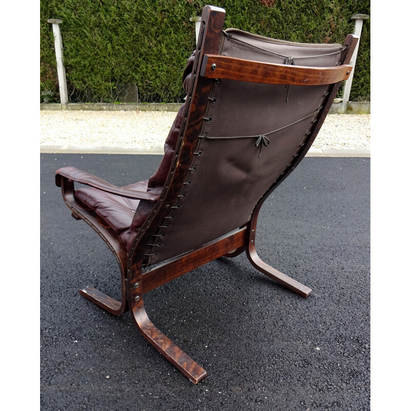 Burgundy armchair and Ottoman by Ingmar Relling - 1970s