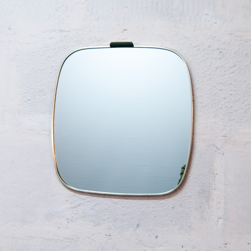 Vintage Golden Brass Mirror - 1960s 