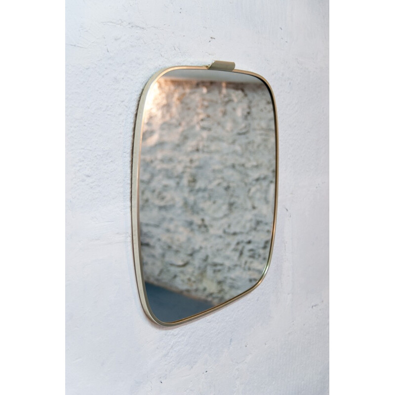 Vintage Golden Brass Mirror - 1960s 