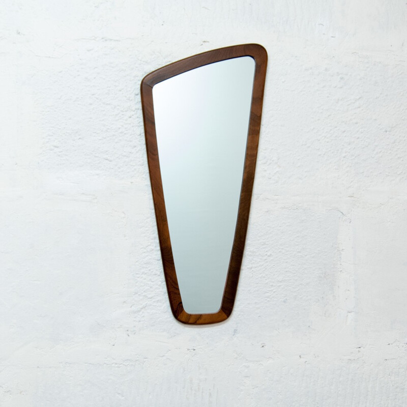 Vintage Asymmetric Scandinavian Mirror - 1950s