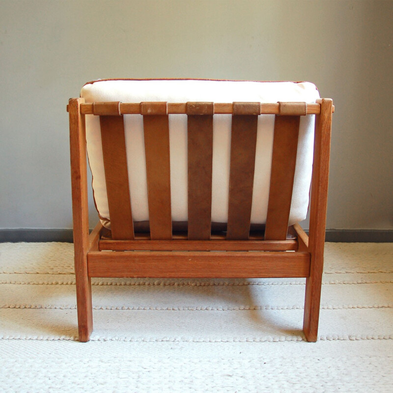 Armchair in oak and fabric - 1960s