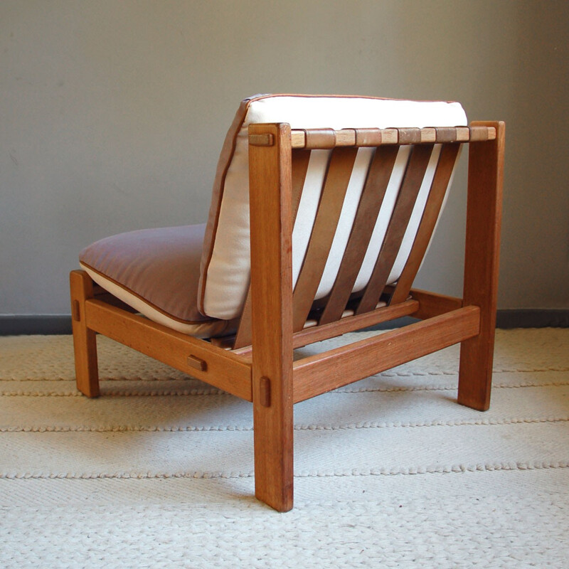 Armchair in oak and fabric - 1960s