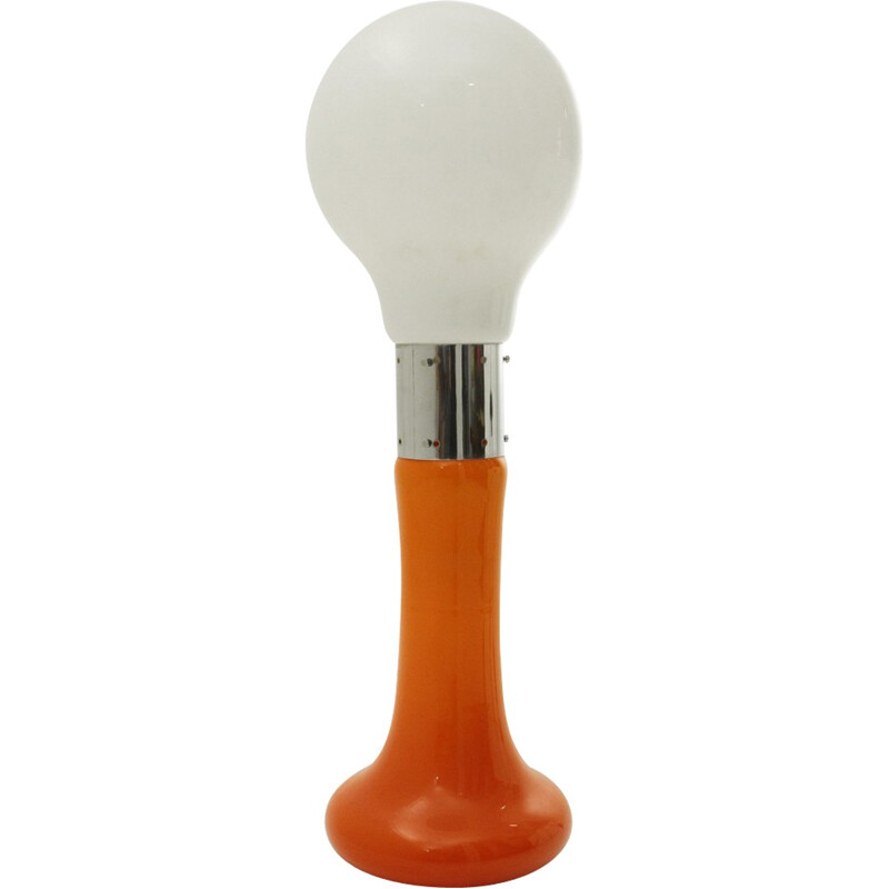 Birillo floor lamp in white and orange murano glass - 1970s